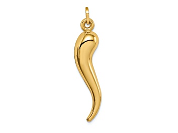Picture of 14k Yellow Gold Hollow 3D Italian Horn Pendant
