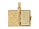 14k Yellow Gold Textured Blue Enamel Bible Book with Moveable Pages Pendant