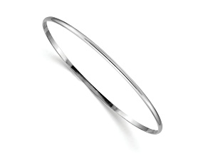 Rhodium Over 14k White Gold 2mm Solid Polished Half-Round Slip-On Bangle