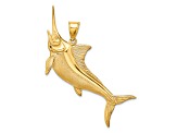 14k Yellow Gold 3D Satin Polished and Textured Marlin Charm