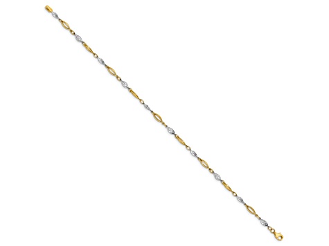 14K Two-tone Polished Fancy Link Anklet