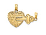 14K Yellow Gold Polished Textured 2 Piece Break Apart He Who Holds The Key Charms