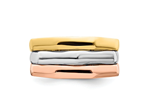 14K Tri-Color Polished Ridged Peak Band