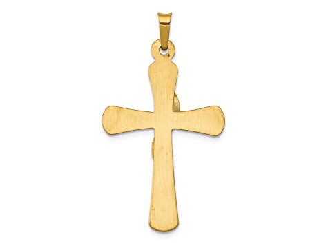 14K Yellow and White Gold Hollow Cross with Drape Pendant