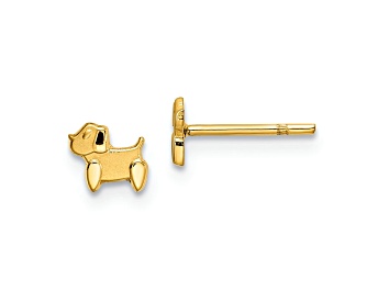 Picture of 14K Yellow Gold Polished and Satin Dog Post Earrings