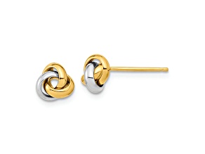 10k Yellow Gold and 10k White Gold Polished Love Knot Stud Earrings