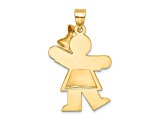 14k Yellow Gold Satin Puffed Girl with Bow on Right Charm