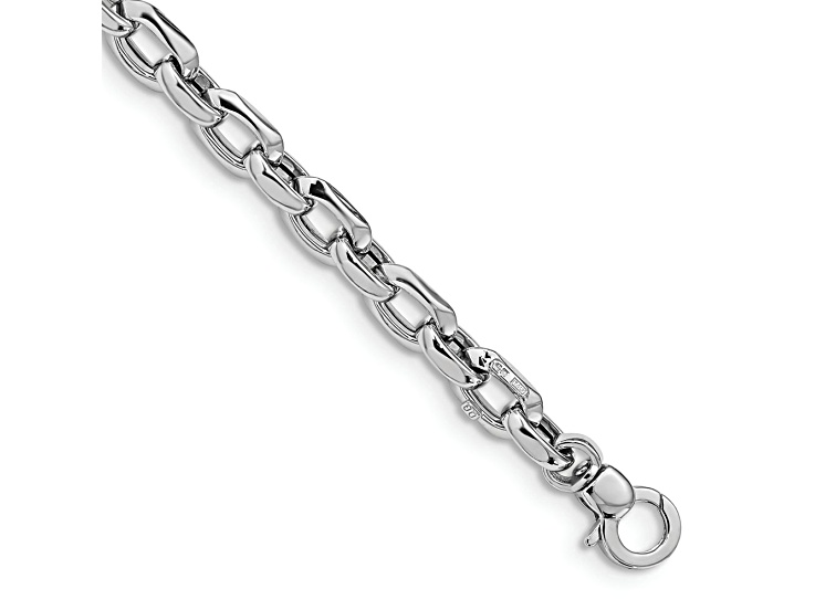 Rhodium Over 14k White Gold 6.75mm Polished Fancy Link Bracelet