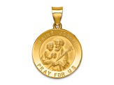 14K Yellow Gold Polished and Satin St Joseph Medal Hollow Pendant