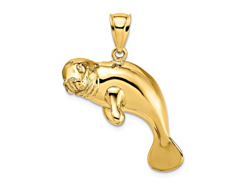 Picture of 14k Yellow Gold Polished 2D Swimming Manatee Charm