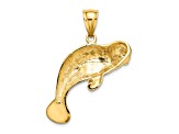 14k Yellow Gold Polished 2D Swimming Manatee Charm