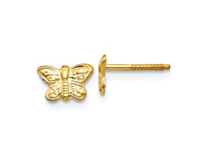 14K Yellow Gold Polished Butterfly Screwback Earrings
