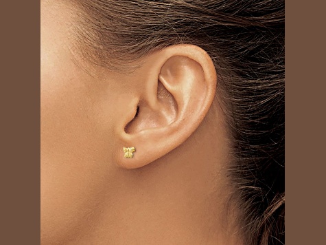 14K Yellow Gold Polished Butterfly Screwback Earrings