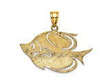 14k Yellow Gold 2D Polished Textured Fish Charm