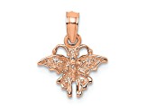 14k Rose Gold Textured Mini Butterfly Pendant