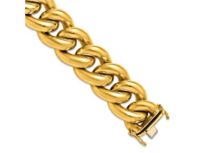 14K Yellow Gold Polished Hollow Curb 20mm 8 inch Bracelet