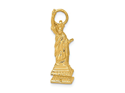 14k Yellow Gold 3D and Textured Statue of Liberty Charm Pendant