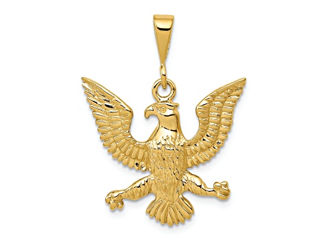 14k Yellow Gold Textured Eagle Pendant