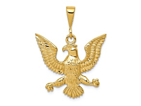 14k Yellow Gold Textured Eagle Pendant