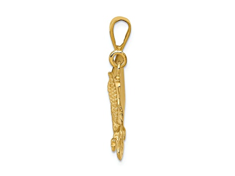 14k Yellow Gold Textured Eagle Pendant