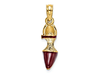 Picture of 14k Yellow Gold 3D and Textured Maroon Enamel Closed Toe High Heel Charm