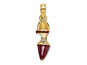 14k Yellow Gold 3D and Textured Maroon Enamel Closed Toe High Heel Charm