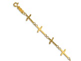 14k Yellow Gold Polished Diamond-Cut Crosses Bracelet