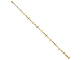 14k Yellow Gold Polished Diamond-Cut Crosses Bracelet