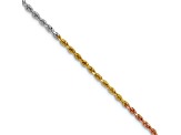 14k Tri-color Gold 1.5mm Solid Diamond-Cut Rope 16 Inch Chain