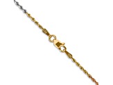 14k Tri-color Gold 1.5mm Solid Diamond-Cut Rope 16 Inch Chain