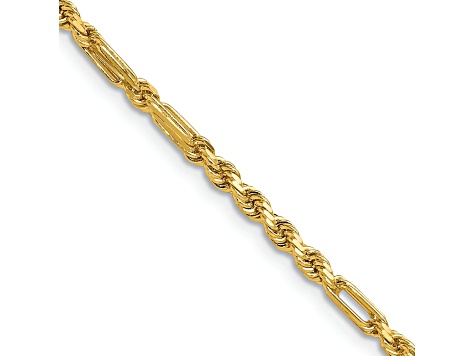 14k Yellow Gold 2.75mm Solid Diamond-cut Milano Rope 22 Inch Chain