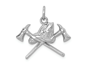 Rhodium Over 14k White Gold Fire Department Charm