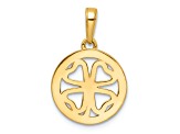 14K Yellow Gold with White Rhodium Diamond-Cut Four-leaf Clover Pendant