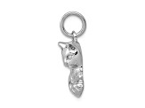 Rhodium Over 14K White Gold Polished Open-Backed Cat Charm