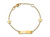14K Yellow Gold Polished ID with Flower Childrens Bracelet