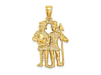 Picture of 14k Yellow Gold 3D Textured Large Gemini Zodiac pendant
