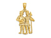 14k Yellow Gold 3D Textured Large Gemini Zodiac pendant