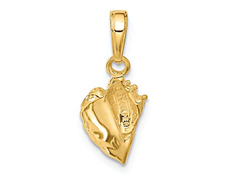 14k Yellow Gold Textured Conch Shell Pendant