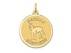 14k Yellow Gold Satin German Shepherd Disc Charm