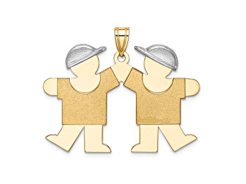 Picture of 14k Yellow Gold and 14k White Gold Satin Large Double Boys Charm