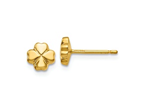 14k Yellow Gold Polished 6mm 4-Leaf Clover Stud Earrings