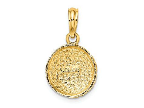 14k Yellow Gold Solid Polished and Textured Open-backed Soccer Ball pendant