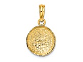 14k Yellow Gold Solid Polished and Textured Open-backed Soccer Ball pendant
