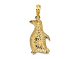 14k Yellow Gold Polished and Textured Penguin Pendant
