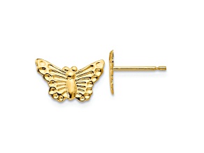 14K Yellow Gold Butterfly Post Earrings