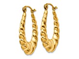 14k Yellow Gold Polished 1" Twisted Oval Hoop Earrings