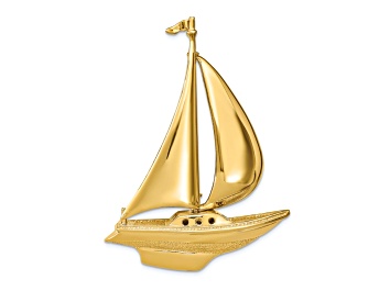 Picture of 14k Yellow Gold Textured Moveable Sailboat Slide Pendant