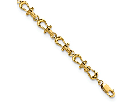 14k Yellow Gold Textured Mariner's Link Bracelet