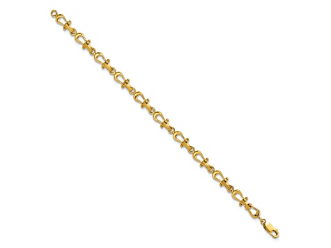 14k Yellow Gold Textured Mariner's Link Bracelet