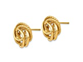 14k Yellow Gold 13mm Textured Love Knot Stud Earrings